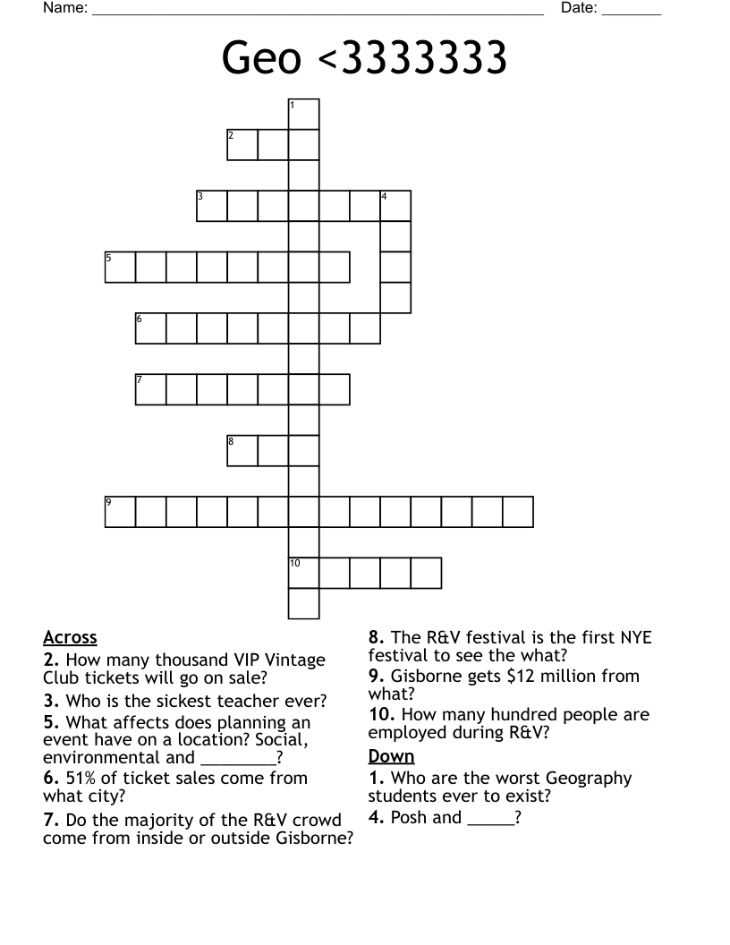 Geo 3333333 Crossword WordMint