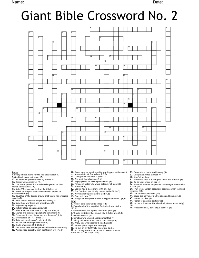 Giant Bible Crossword No 2 WordMint Giant Bible Crossword No 2 WordMint