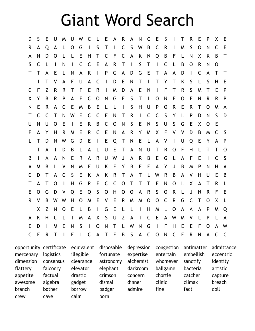 Giant Word Search WordMint Giant Word Search WordMint