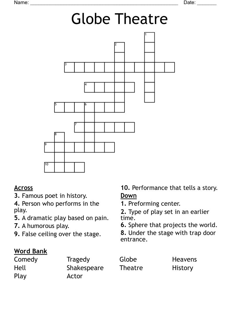 Globe Theatre Crossword WordMint