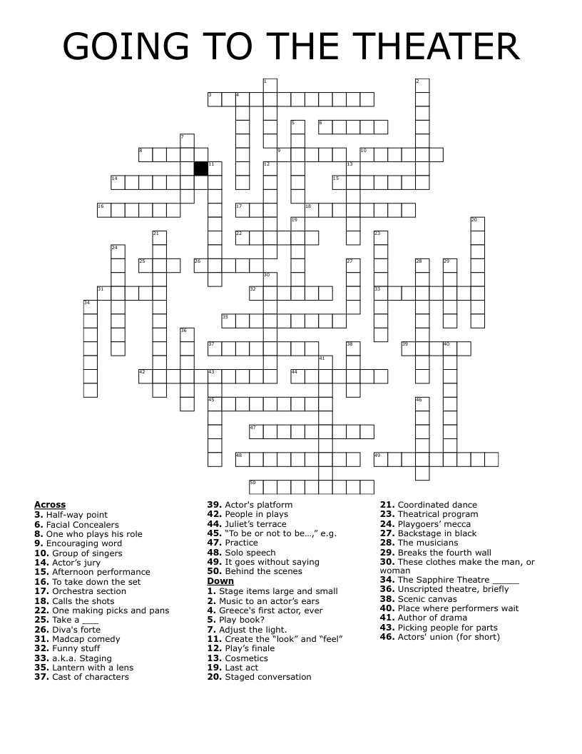 GOING TO THE THEATER Crossword WordMint GOING TO THE THEATER Crossword WordMint
