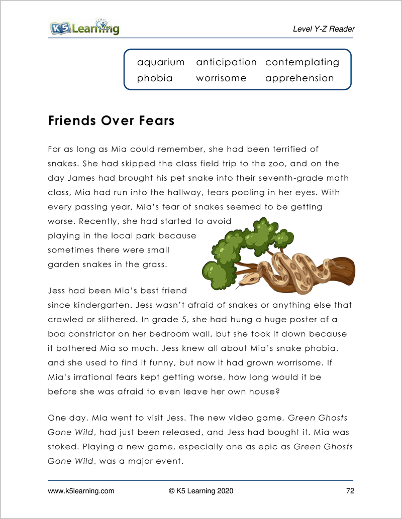 reading comprehension grade 6