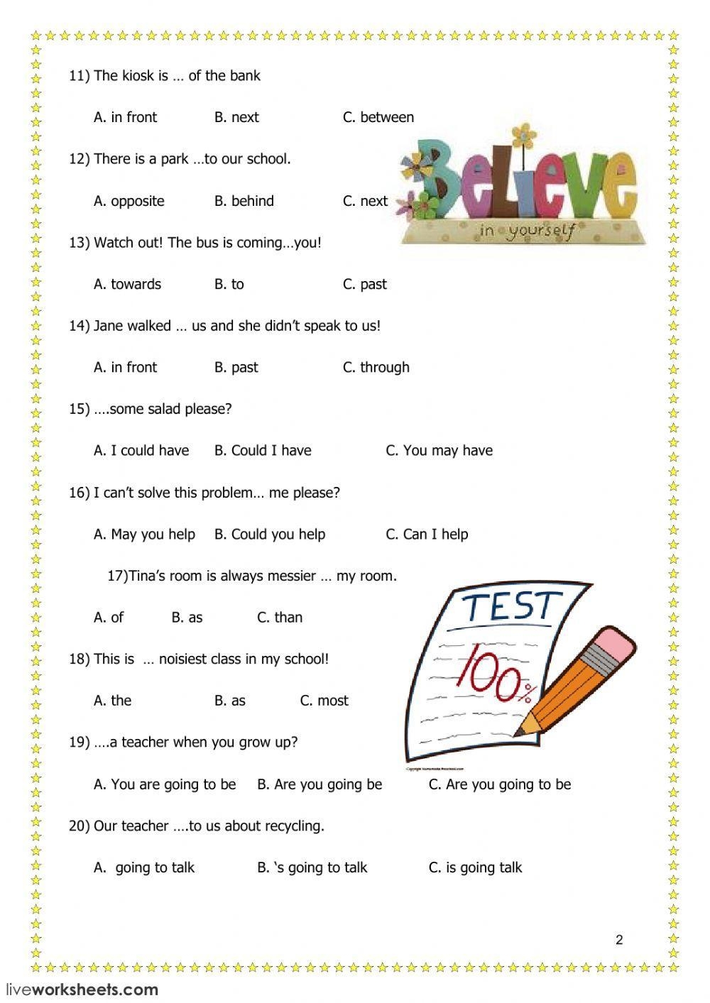 Grammar Test Worksheet Worksheets Library