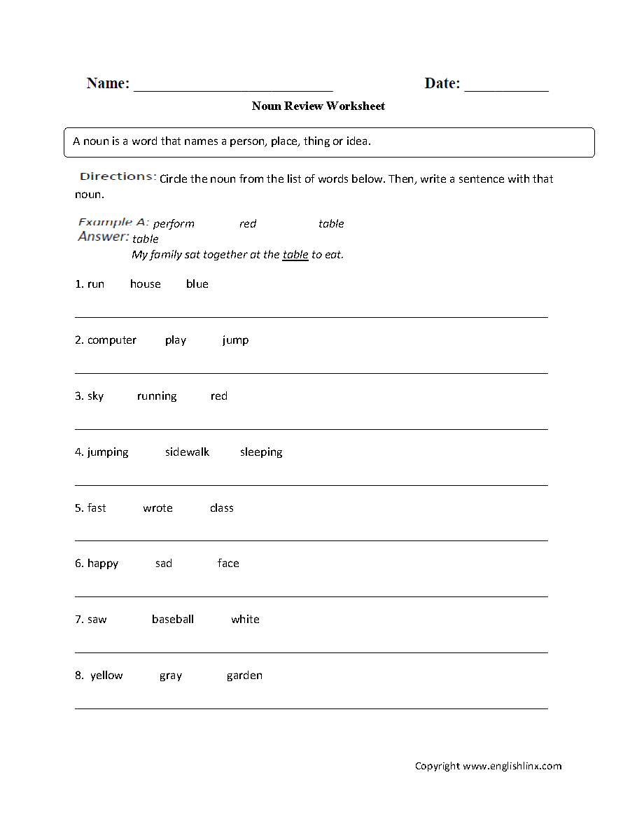 parts of speech practice worksheets