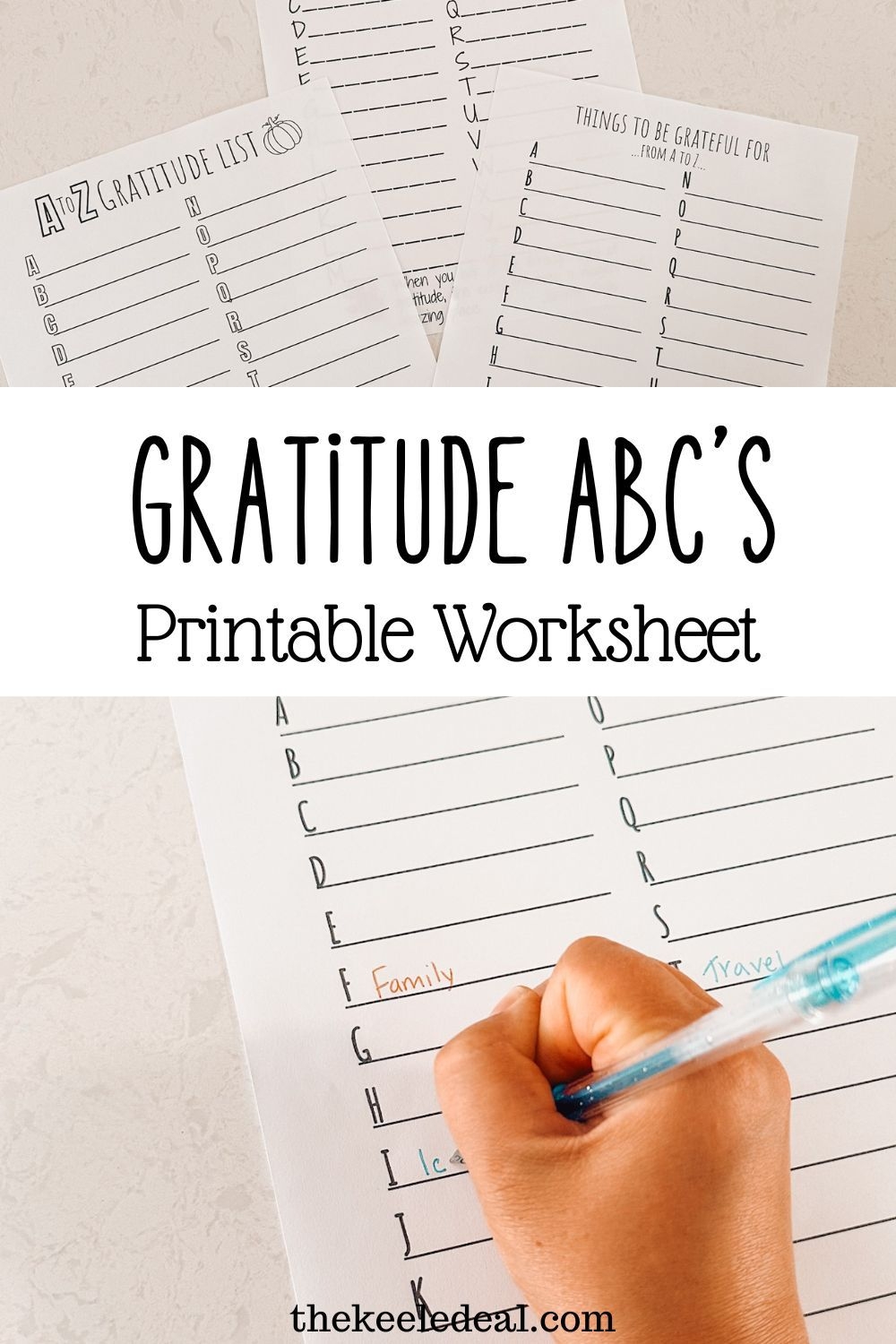 a to z gratitude worksheet printable