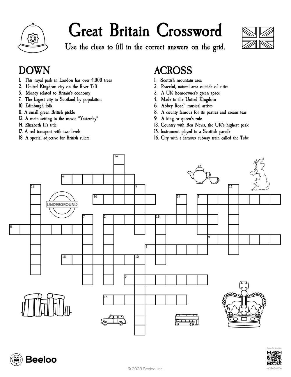 Great Britain Crossword Beeloo Printable Crafts And Activities For Kids Great Britain Crossword Beeloo Printable Crafts And Activities For Kids