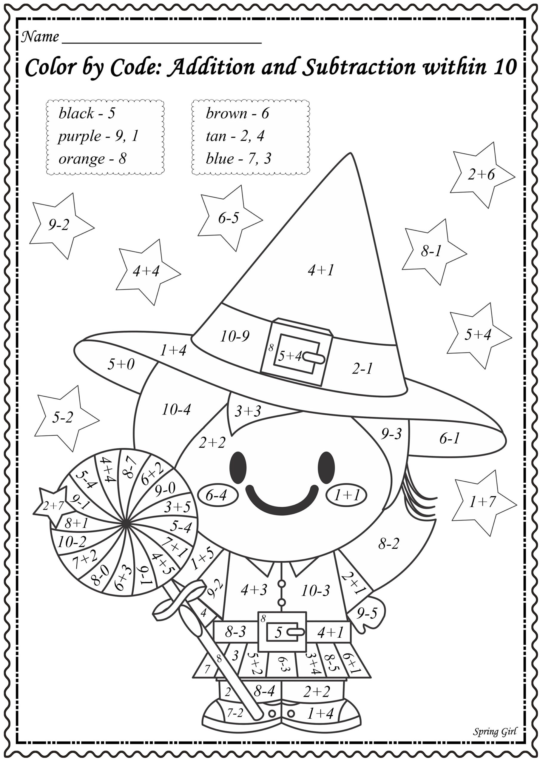 Halloween Math Color By Number Worksheets Etsy Halloween Math Color By Number Worksheets Etsy