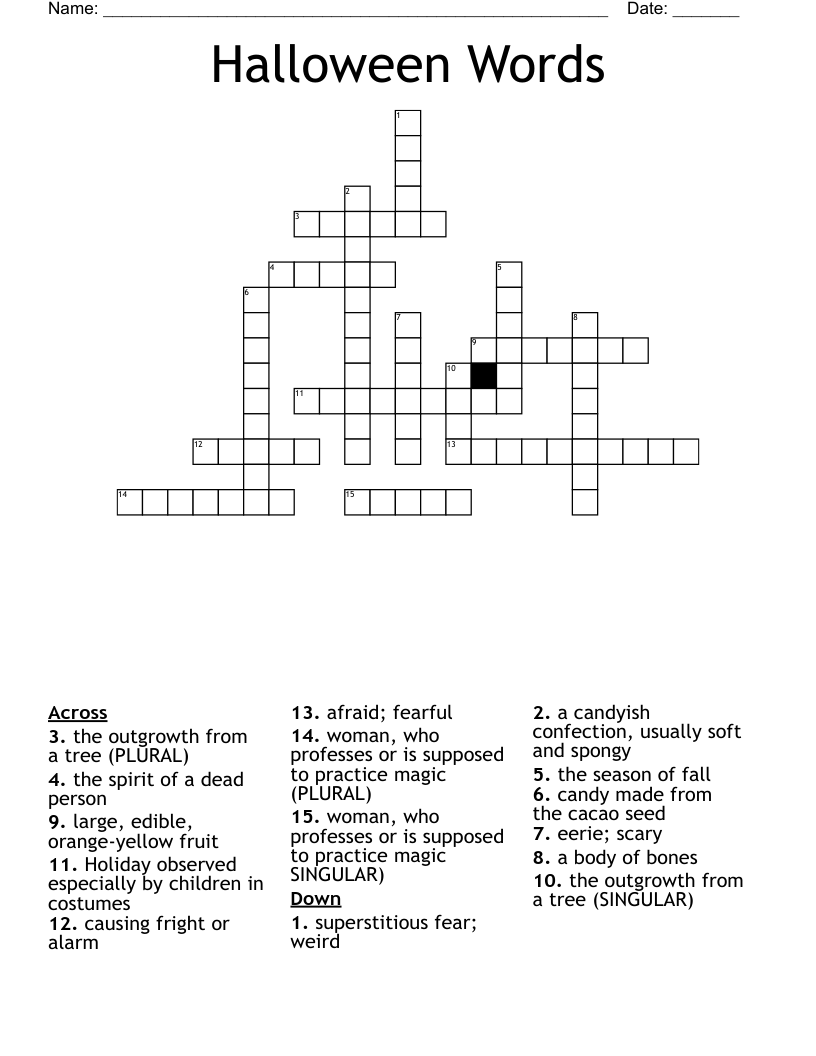 Halloween Words Crossword WordMint Halloween Words Crossword WordMint