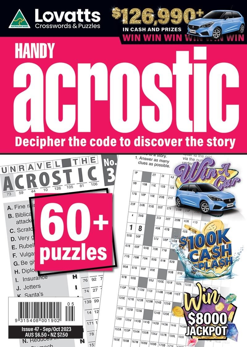Handy Acrostic Magazine Lovatts Crossword Puzzles Games Trivia