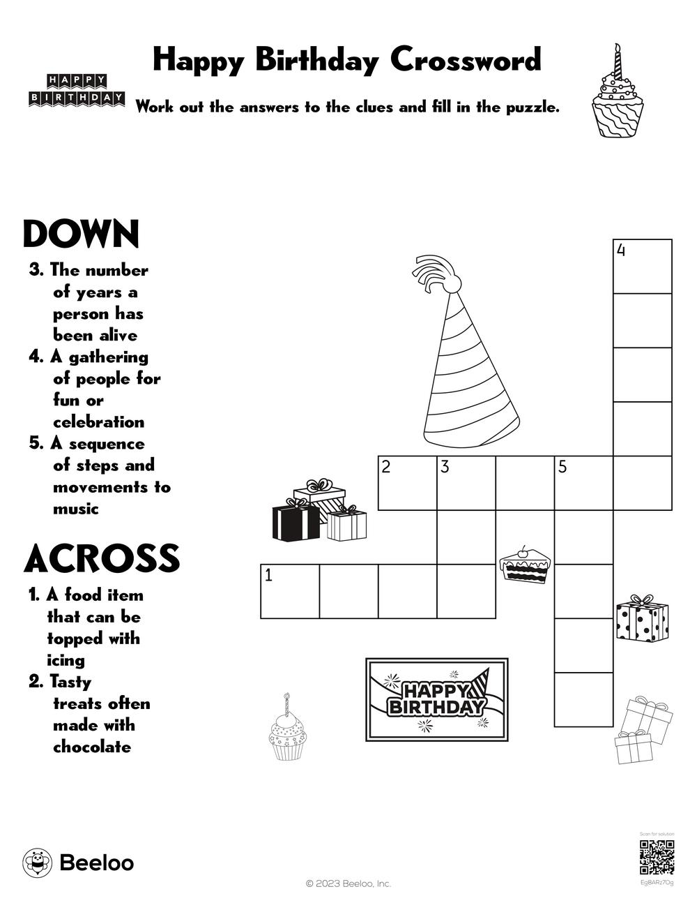 Happy Birthday Crossword Beeloo Printable Crafts And Activities For Kids Happy Birthday Crossword Beeloo Printable Crafts And Activities For Kids