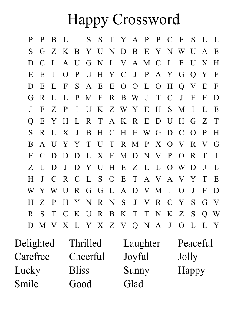 Happy Crossword Word Search WordMint