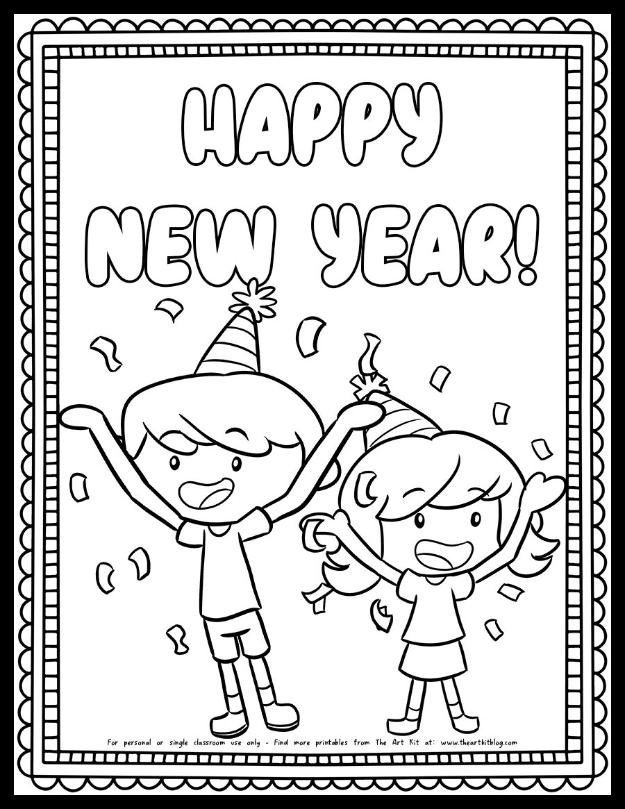 happy new year coloring sheet