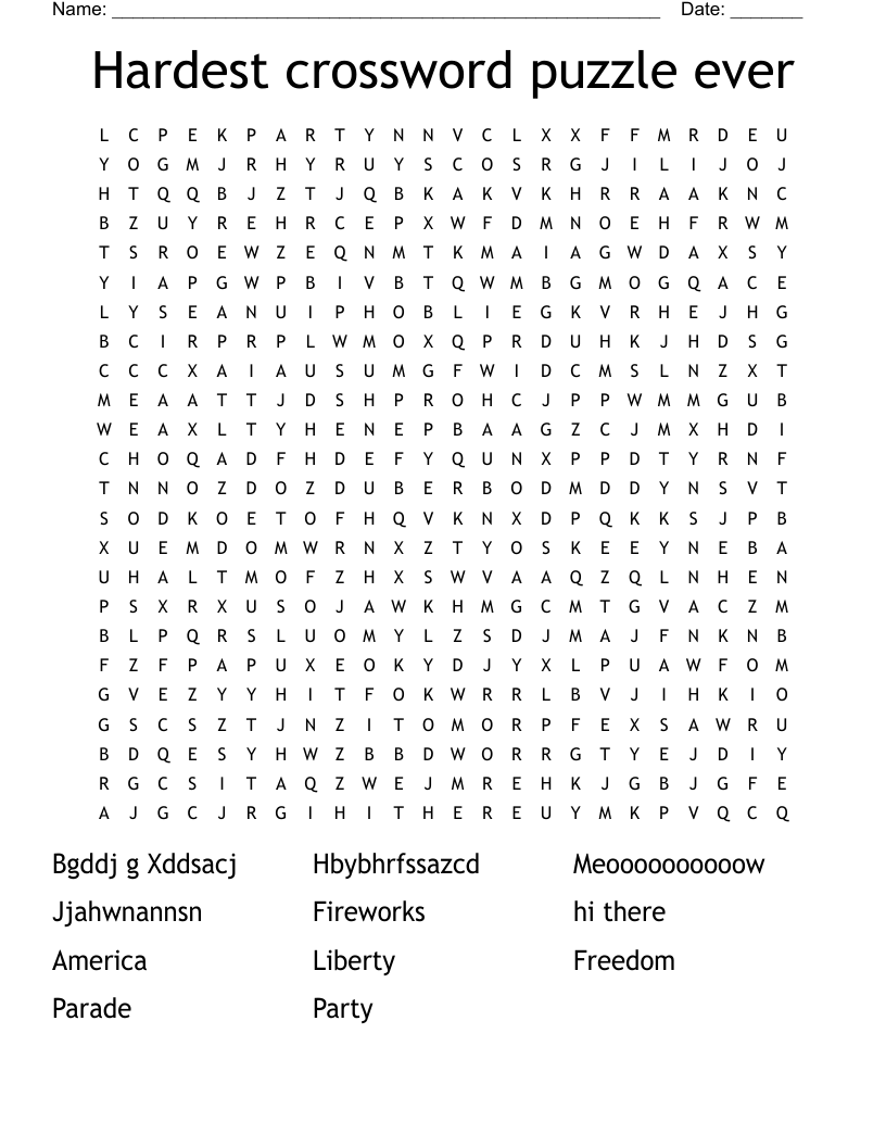 hardest crossword puzzle printable