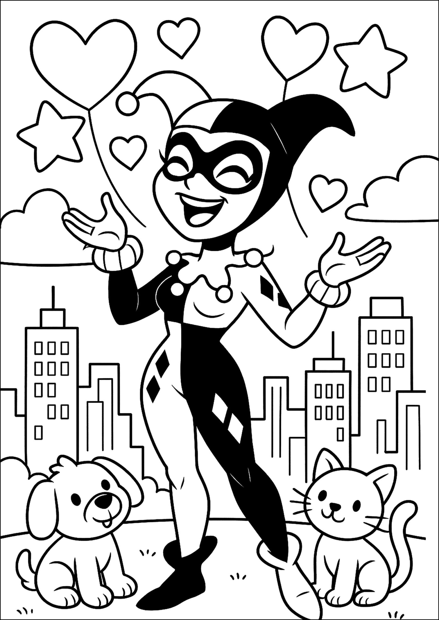 Harley Quinn On The Town Harley Quinn Coloring Pages Harley Quinn On The Town Harley Quinn Coloring Pages