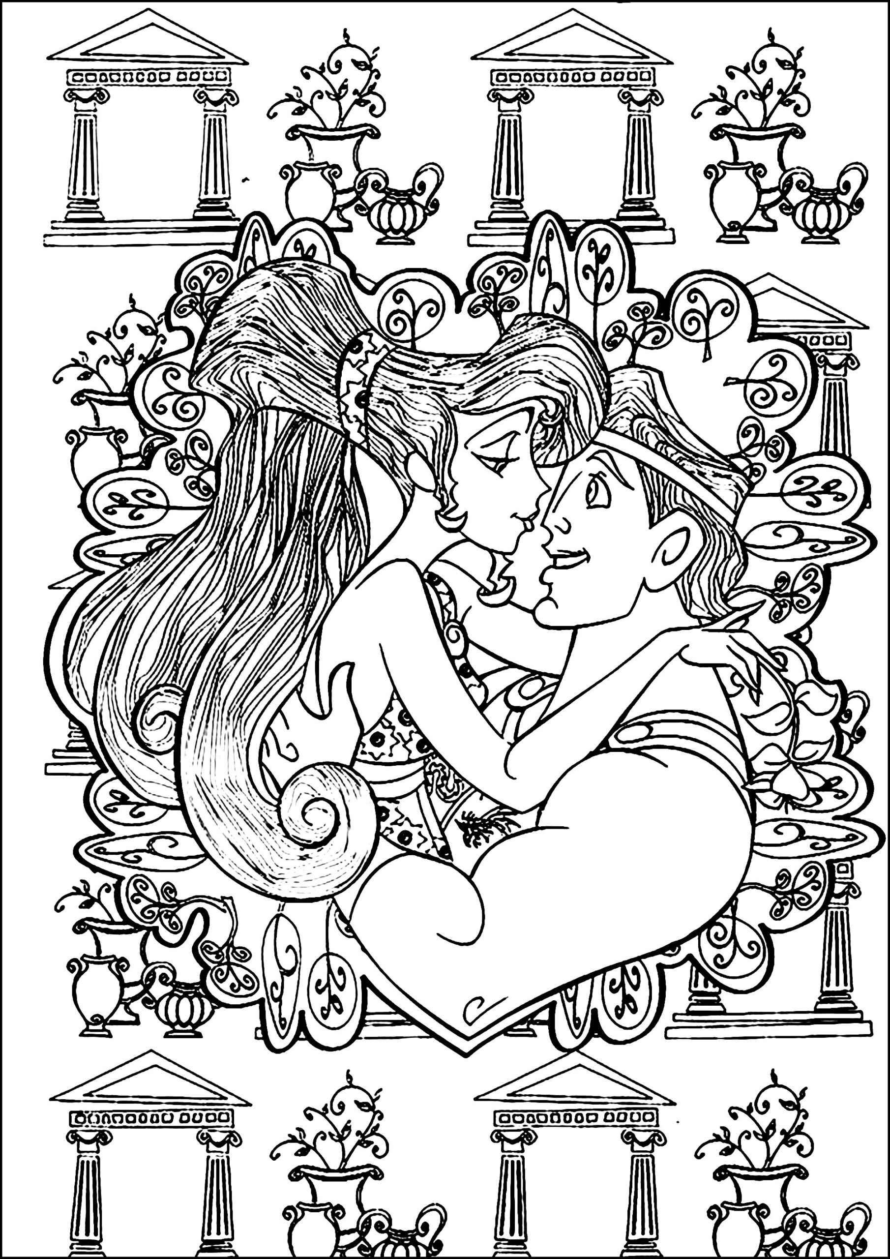 Hercules And Megara More In Love Than Ever Hercules Coloring Pages