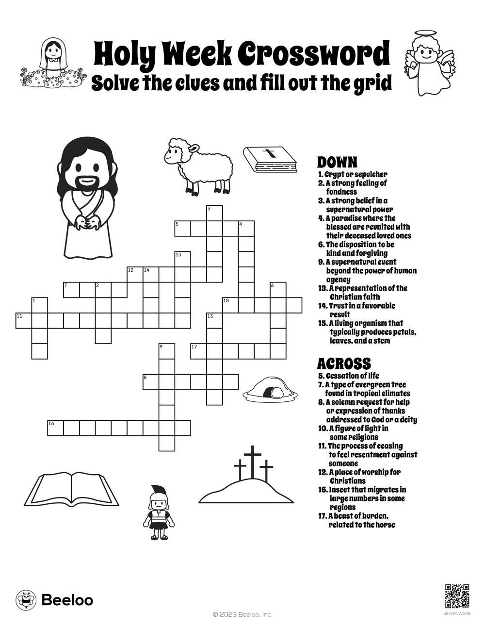Holy Week Crossword Beeloo Printable Crafts And Activities For Kids