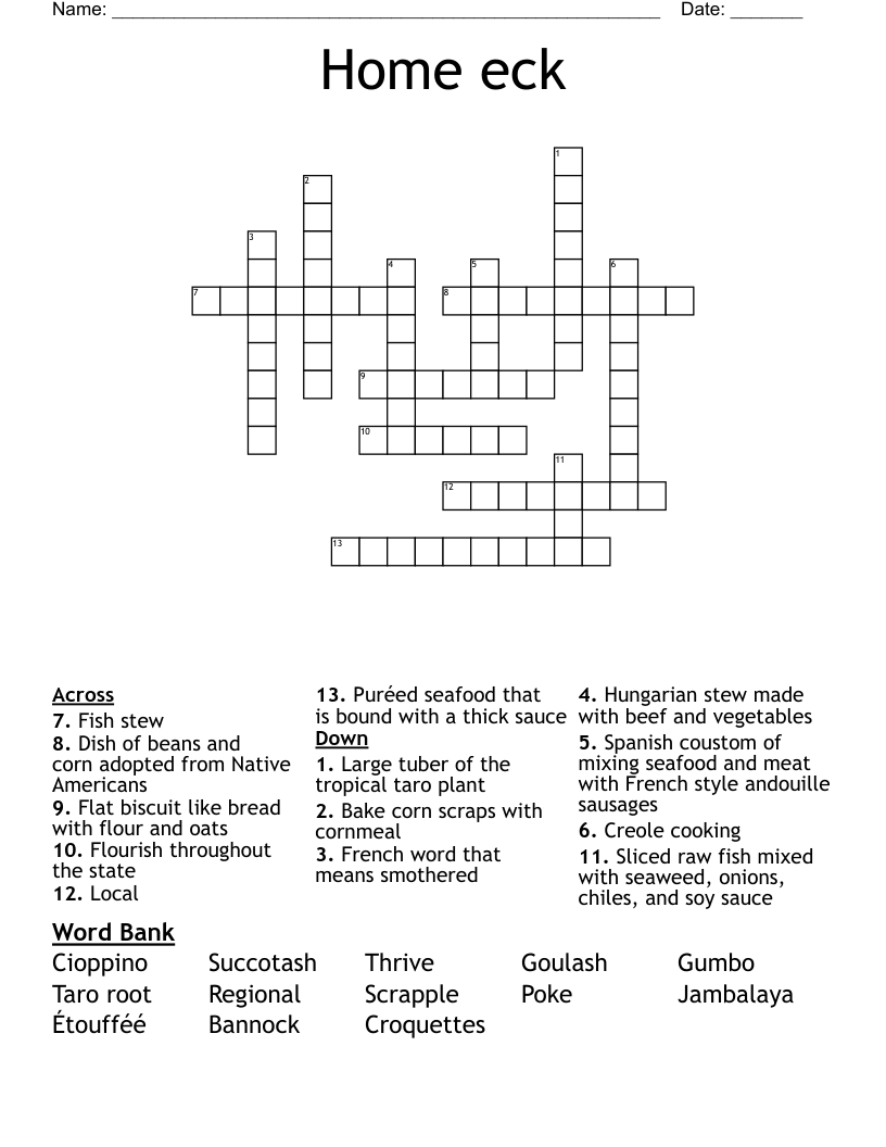 Home Eck Crossword WordMint