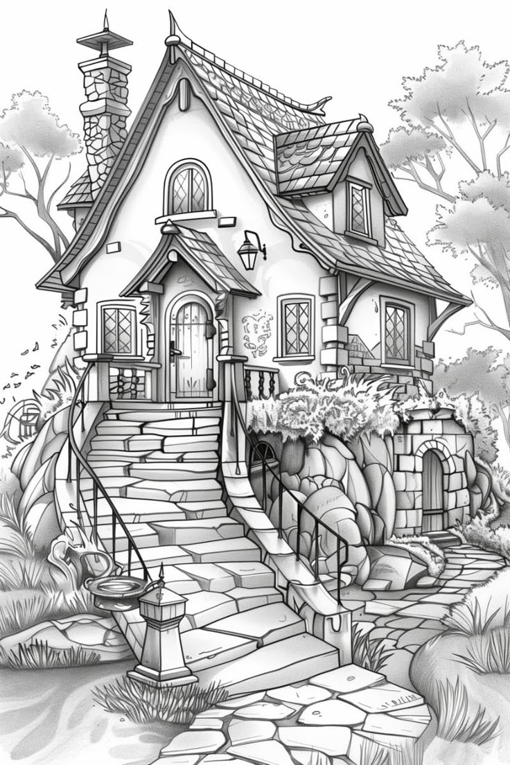 House On The Mount Coloring Page Free Printable 