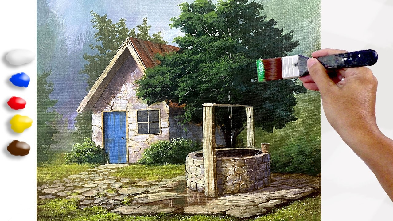 How To Paint House With Deep Well In Acrylics Time lapse JMLisondra YouTube