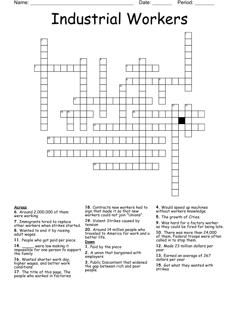 Industrial Workers Crossword WordMint