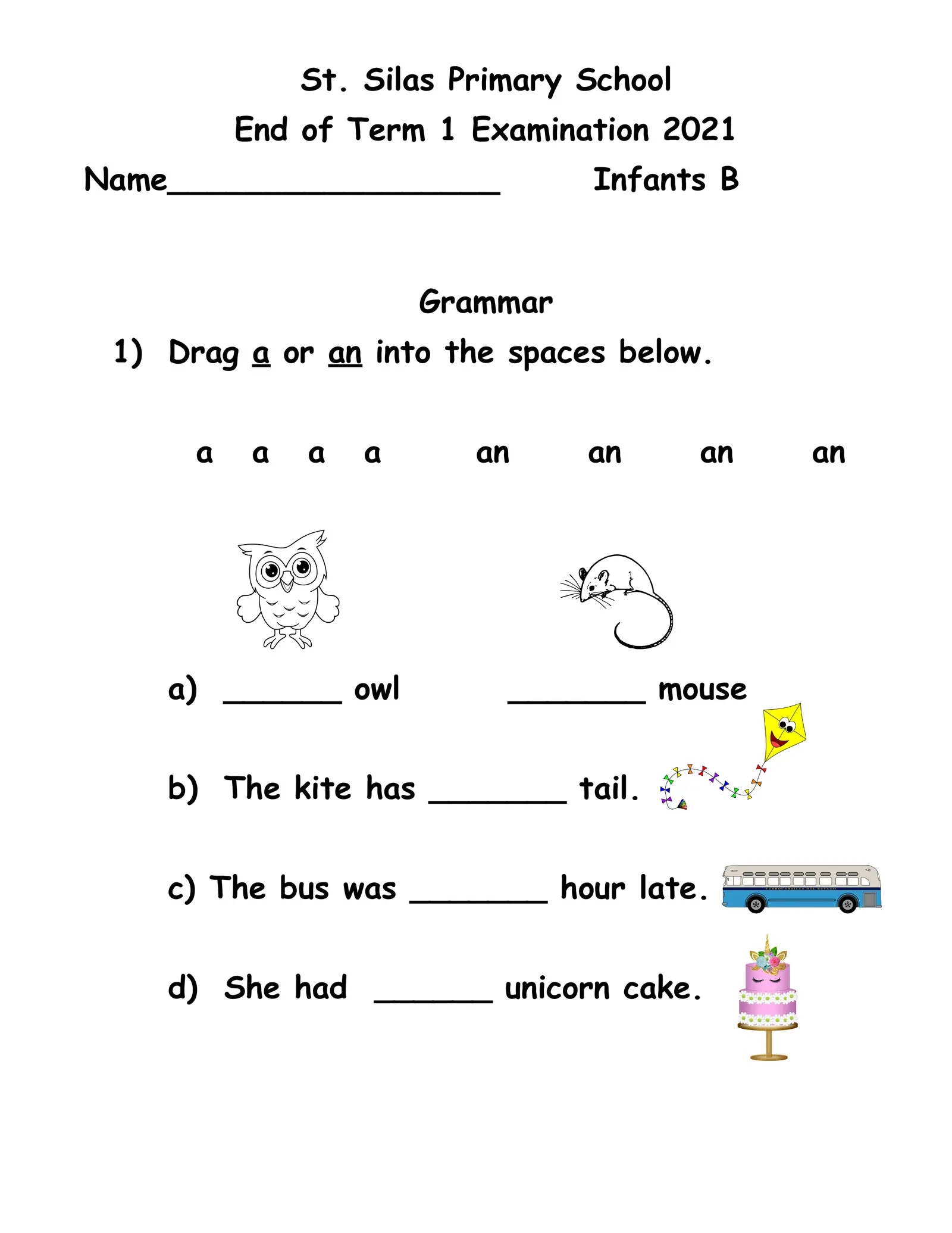 Infants B Grammar Test 2021 Interactive Worksheet Edform Worksheets Library