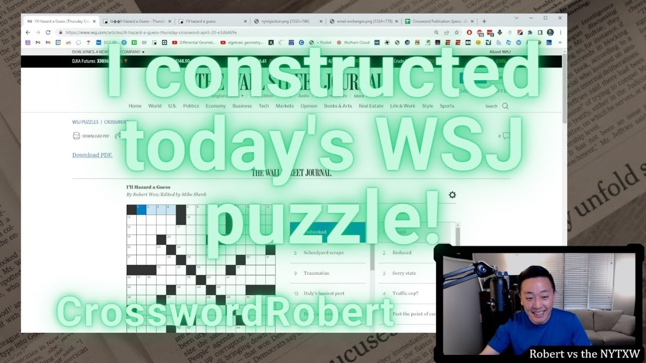 Insider Info On My WSJ Crossword Puzzle Debut Thursday 4 20 23 Wall Street Journal Crossword YouTube
