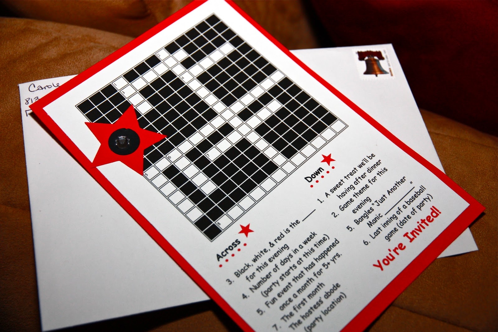 Invite And Delight Black White And Read All Over Crossword Puzzle Party