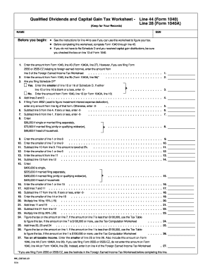 Irs 1040a Capital Gains Worksheet Scan 0001 PDF Irs Tax Forms