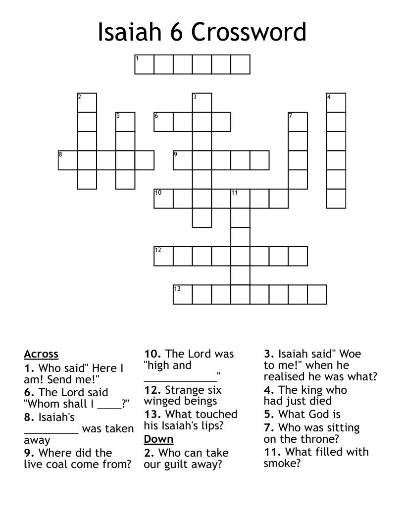 Isaiah 6 Crossword WordMint