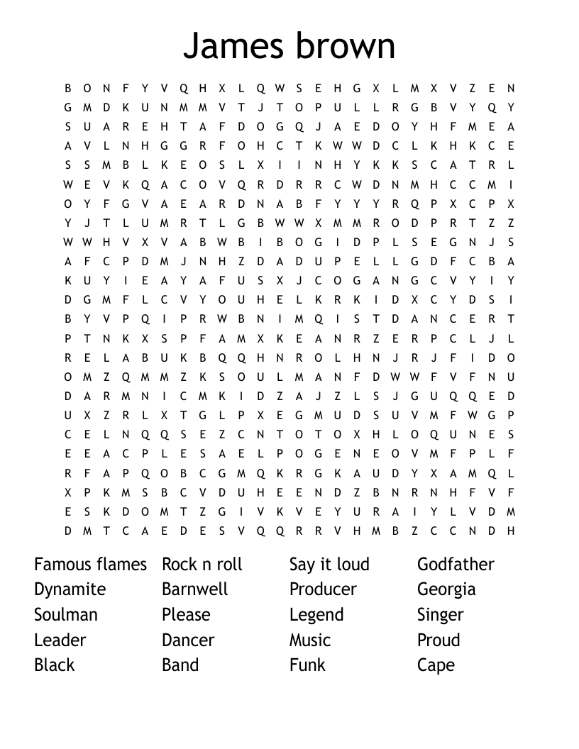 James Brown Word Search WordMint James Brown Word Search WordMint