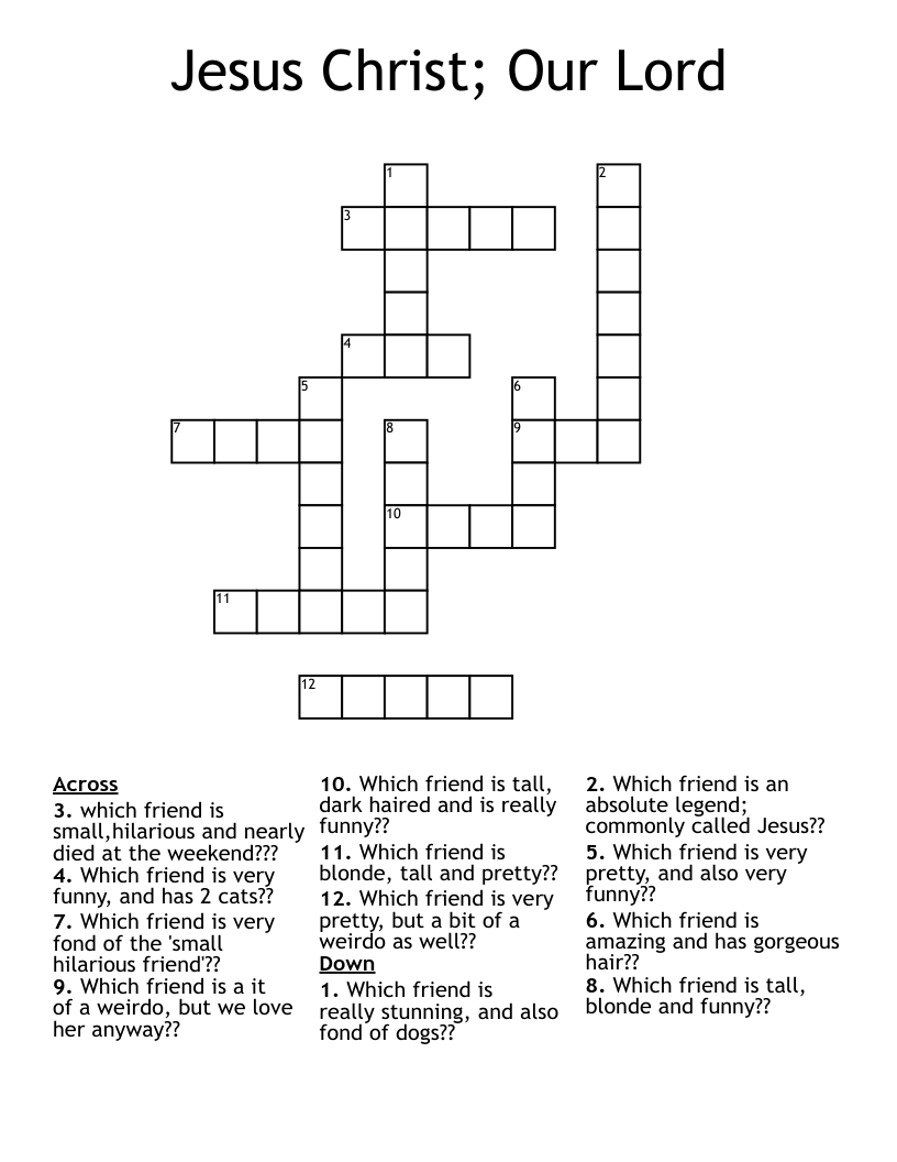 Jesus Christ Our Lord Crossword WordMint