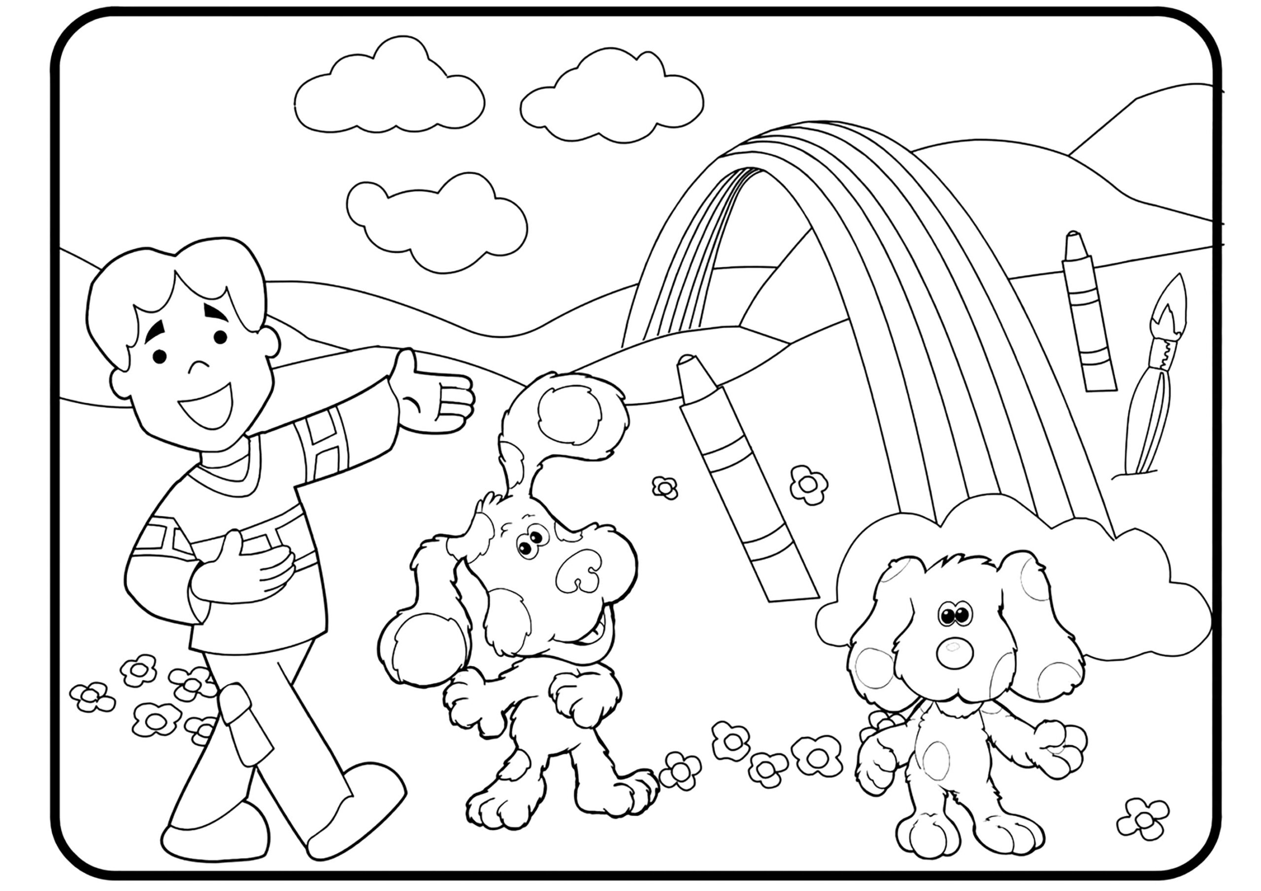 Joe With Two Dogs Blue s Clues Coloring Pages Joe With Two Dogs Blue s Clues Coloring Pages