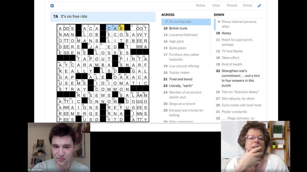 Join Deb Amlen And Sam Ezersky As They Solve Kyra Wilson And Sophia Maymudes s Thursday Puzzle YouTube Join Deb Amlen And Sam Ezersky As They Solve Kyra Wilson And Sophia Maymudes s Thursday Puzzle YouTube