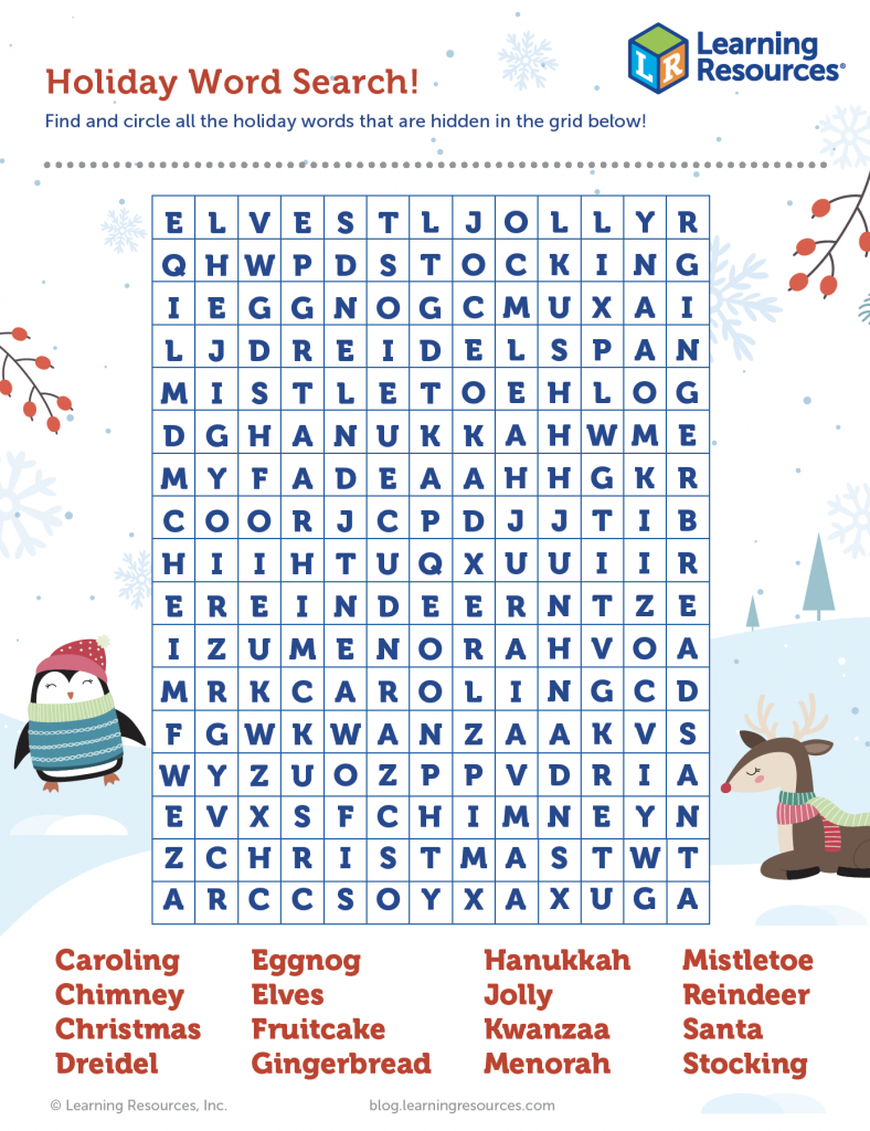 Jolly Holiday Word Search Learning Resources