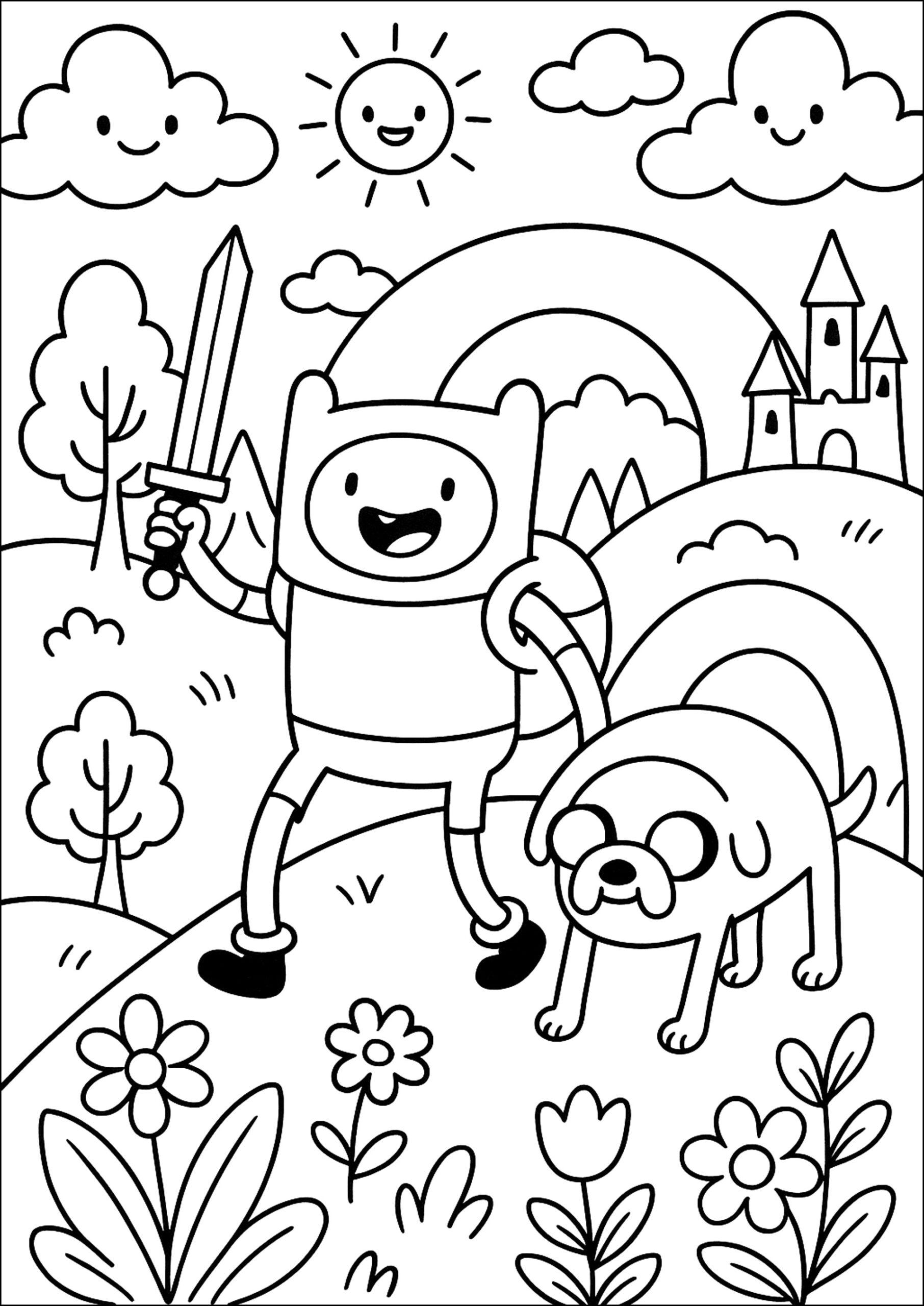 Joyful Adventure In An Enchanted Kingdom Adventure Time Coloring Pages
