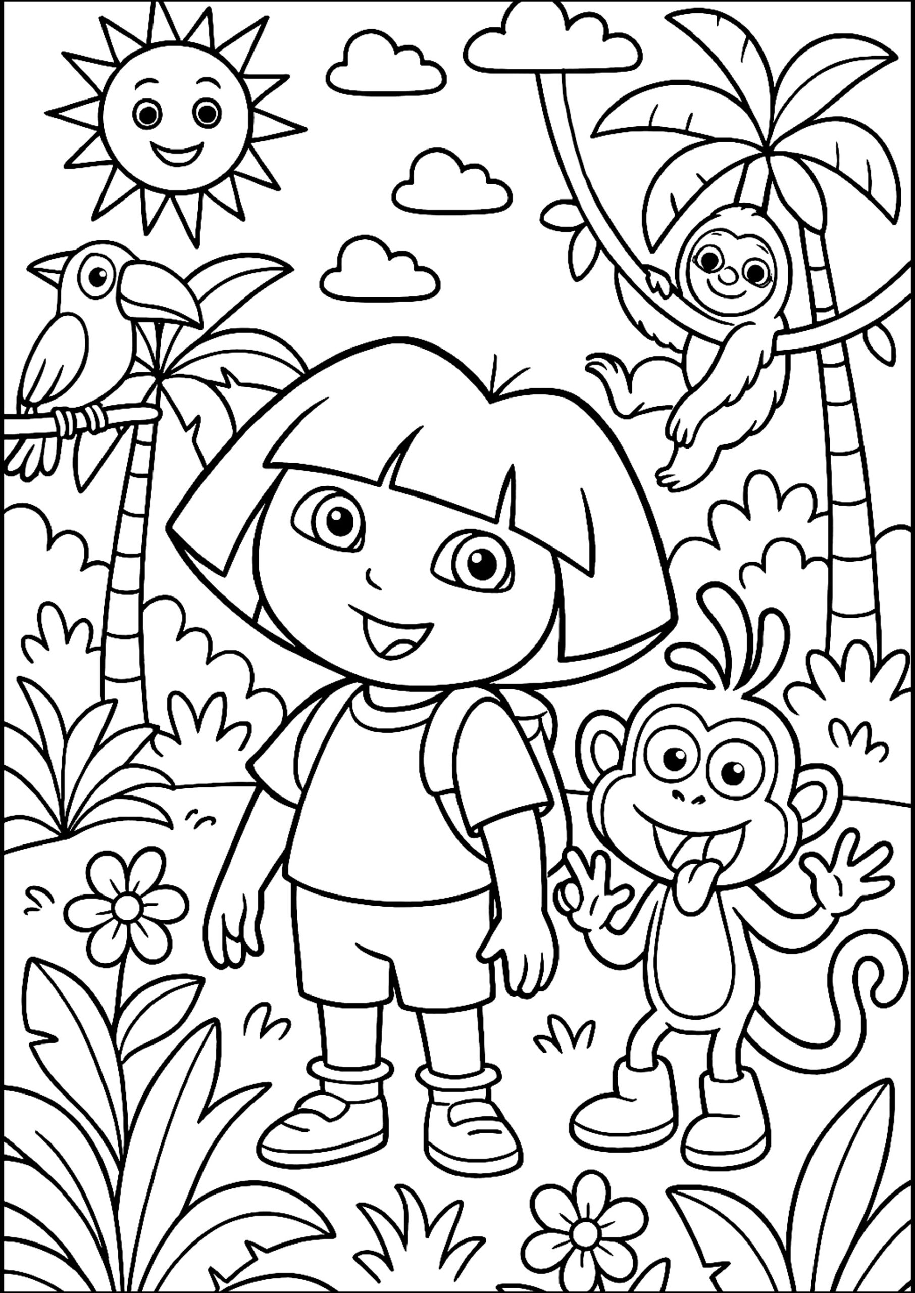 Joyful Adventure In The Jungle Dora The Explorer Coloring Pages Joyful Adventure In The Jungle Dora The Explorer Coloring Pages