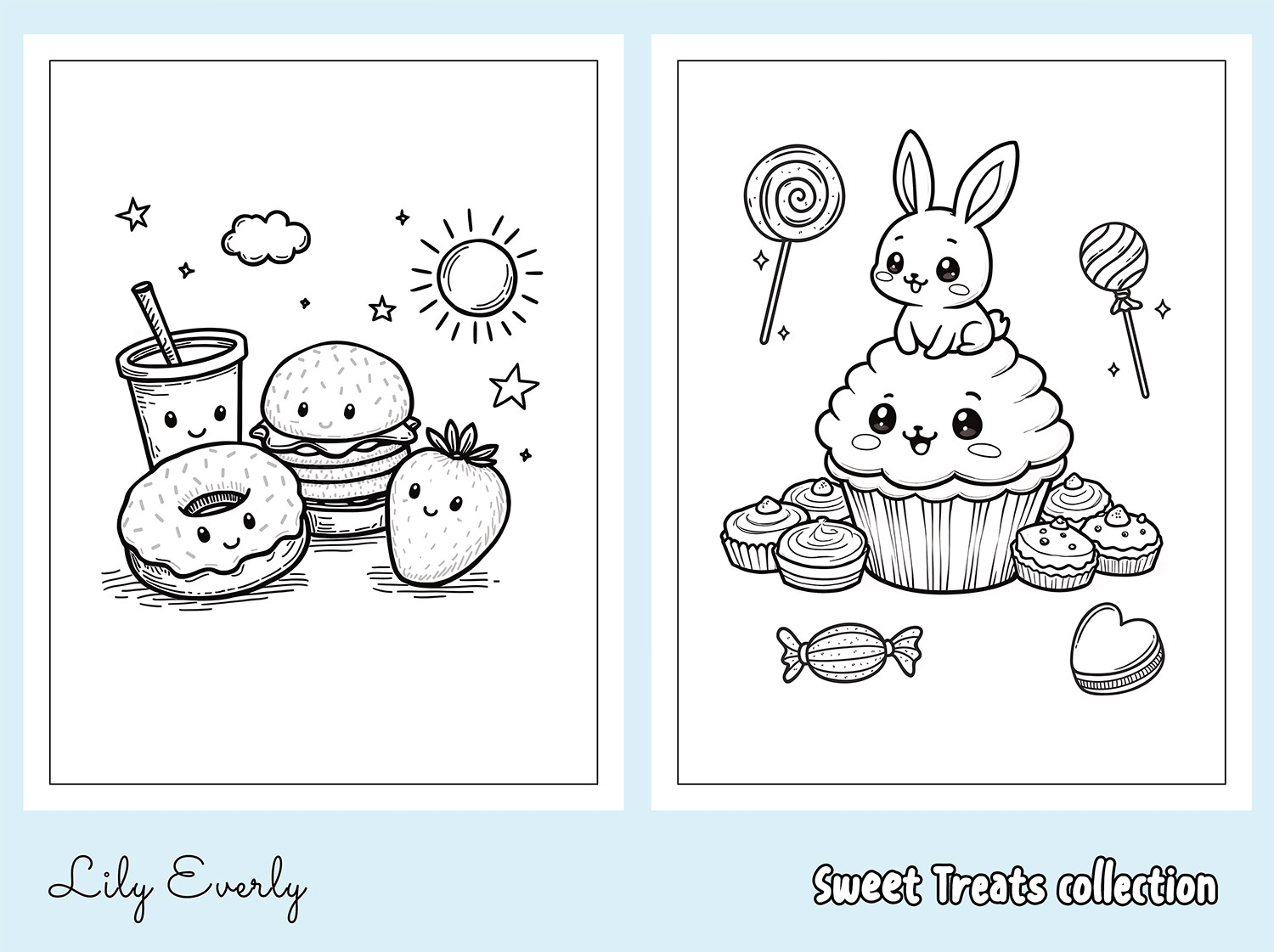 Kawaii Sweet Treats Coloring Pages Lily Everly Kawaii Sweet Treats Coloring Pages Lily Everly