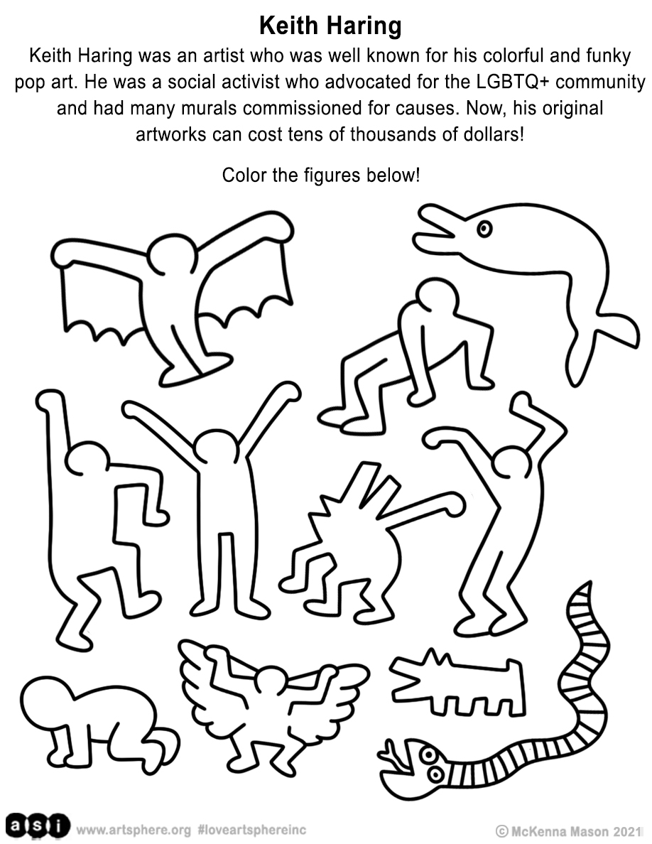 Keith Haring Coloring Sheet Art Sphere Inc Keith Haring Coloring Sheet Art Sphere Inc