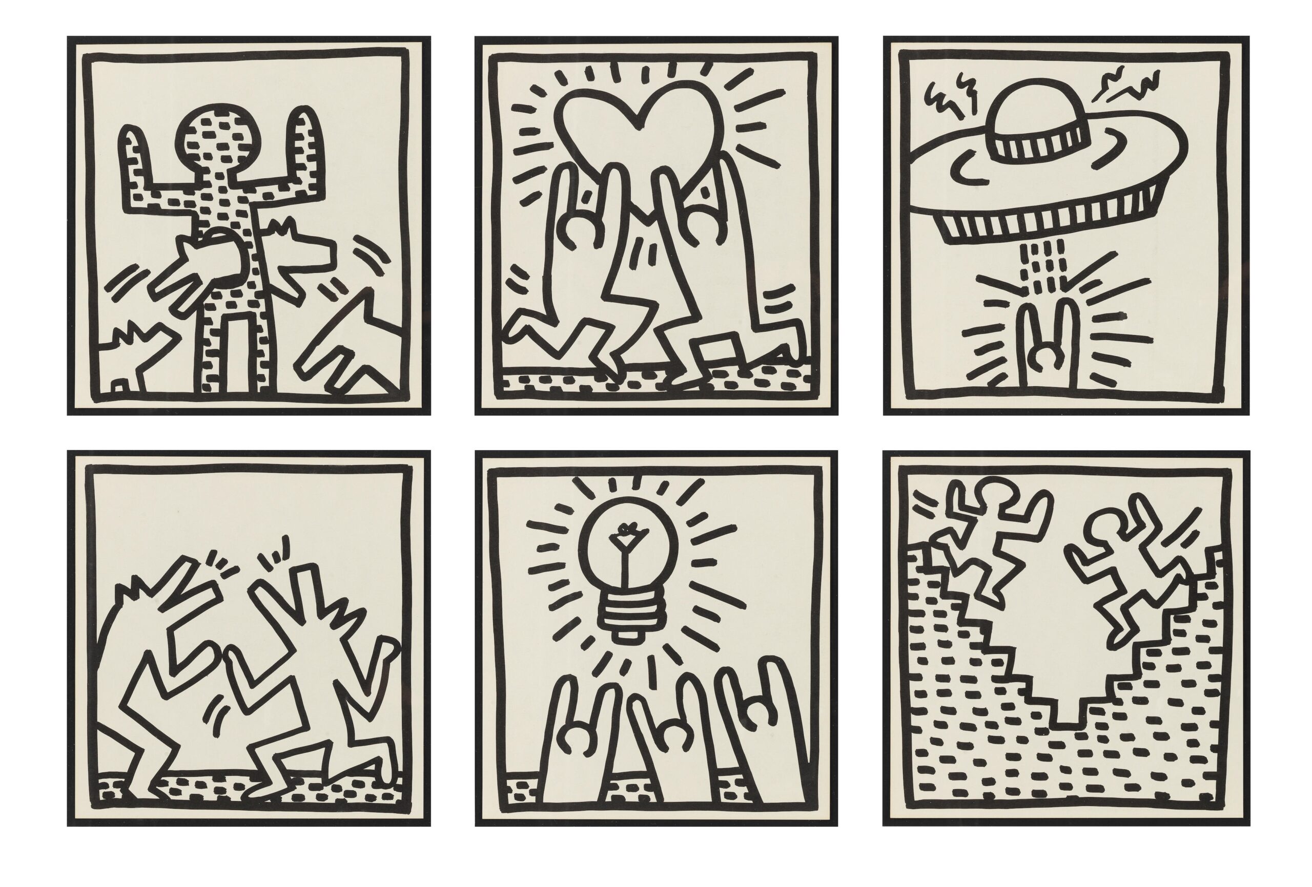 Keith Haring Six Coloring Book Plates From Keith Haring 1982 MutualArt Keith Haring Six Coloring Book Plates From Keith Haring 1982 MutualArt