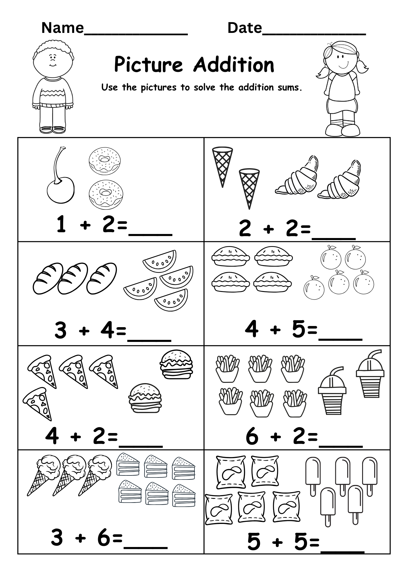 addition kindergarten math worksheets