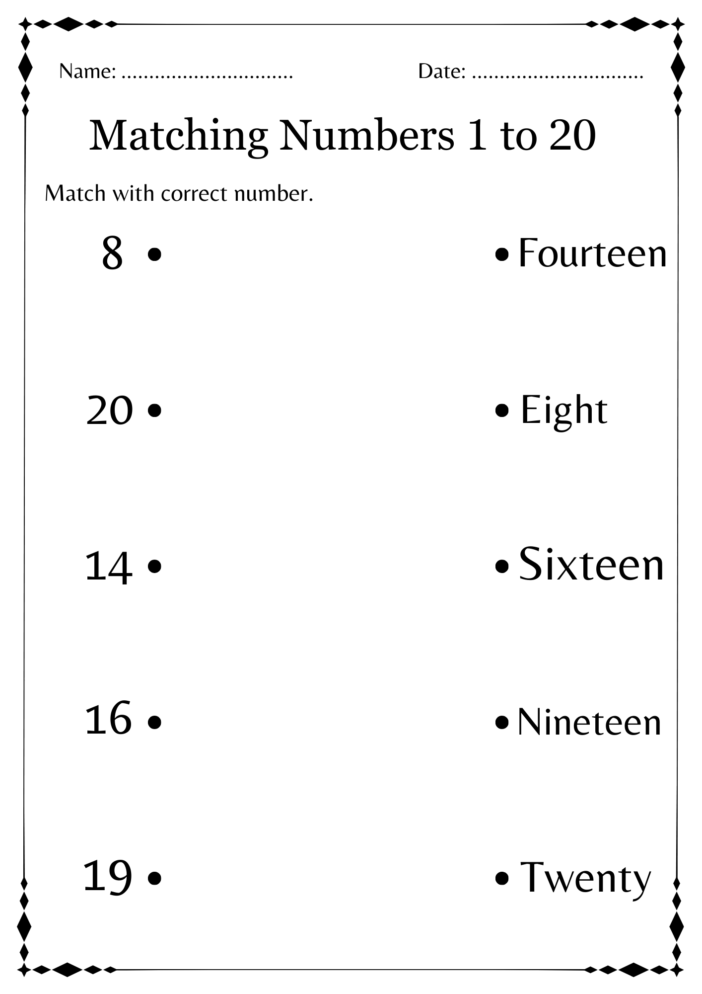 numbers from 1 to 20