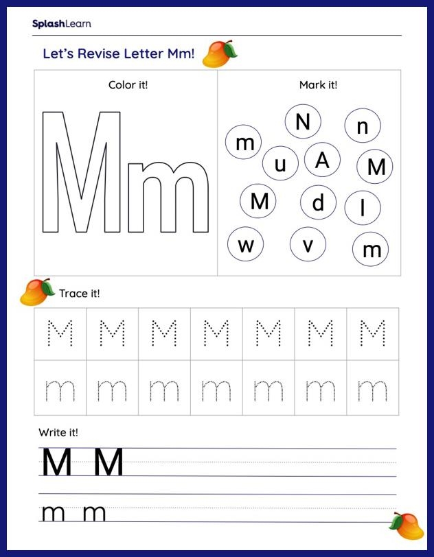 Kindergarten ELA Letter M Worksheets Free Printable SplashLearn