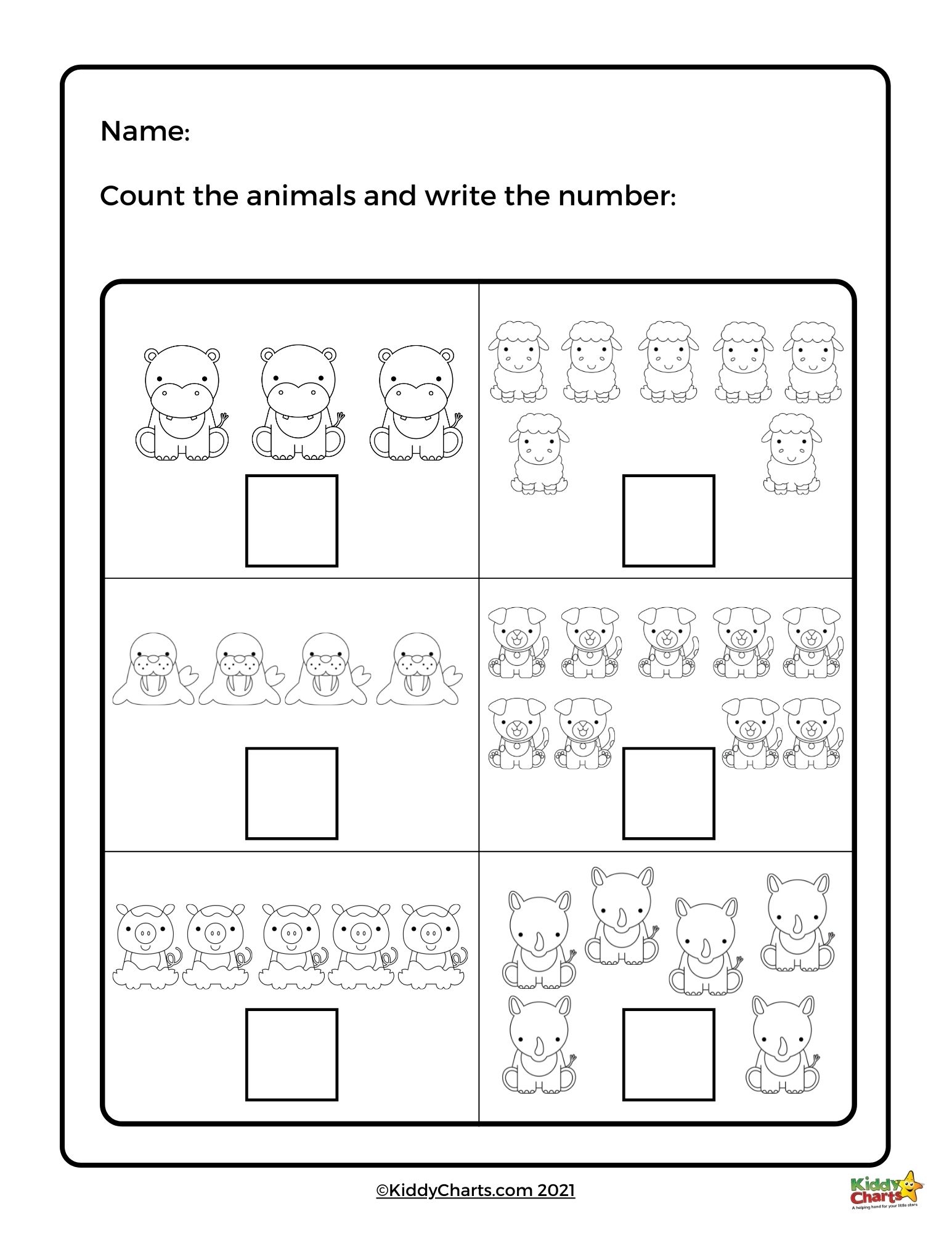 Kindergarten Math Worksheets Animal Math Worksheets KiddyCharts Shop