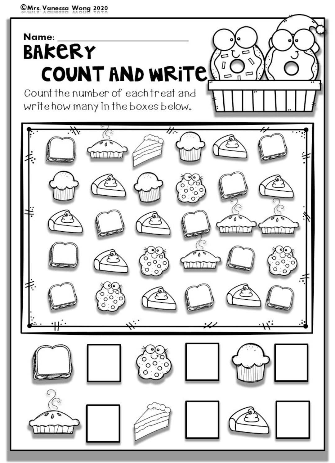 Kindergarten Math Worksheets Numbers 1 10 Counting Etsy