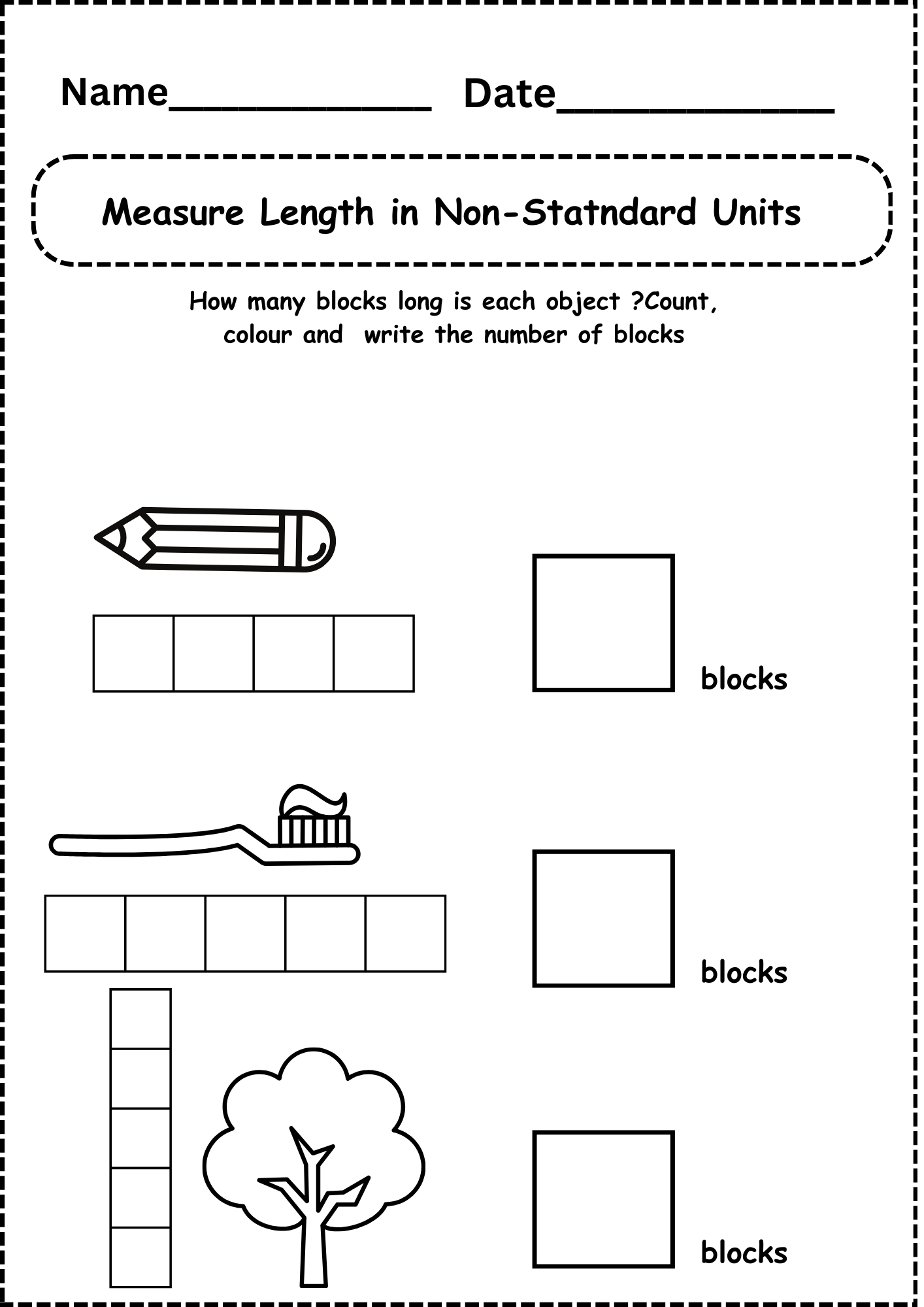 Kindergarten Measurement Worksheet 2 Free