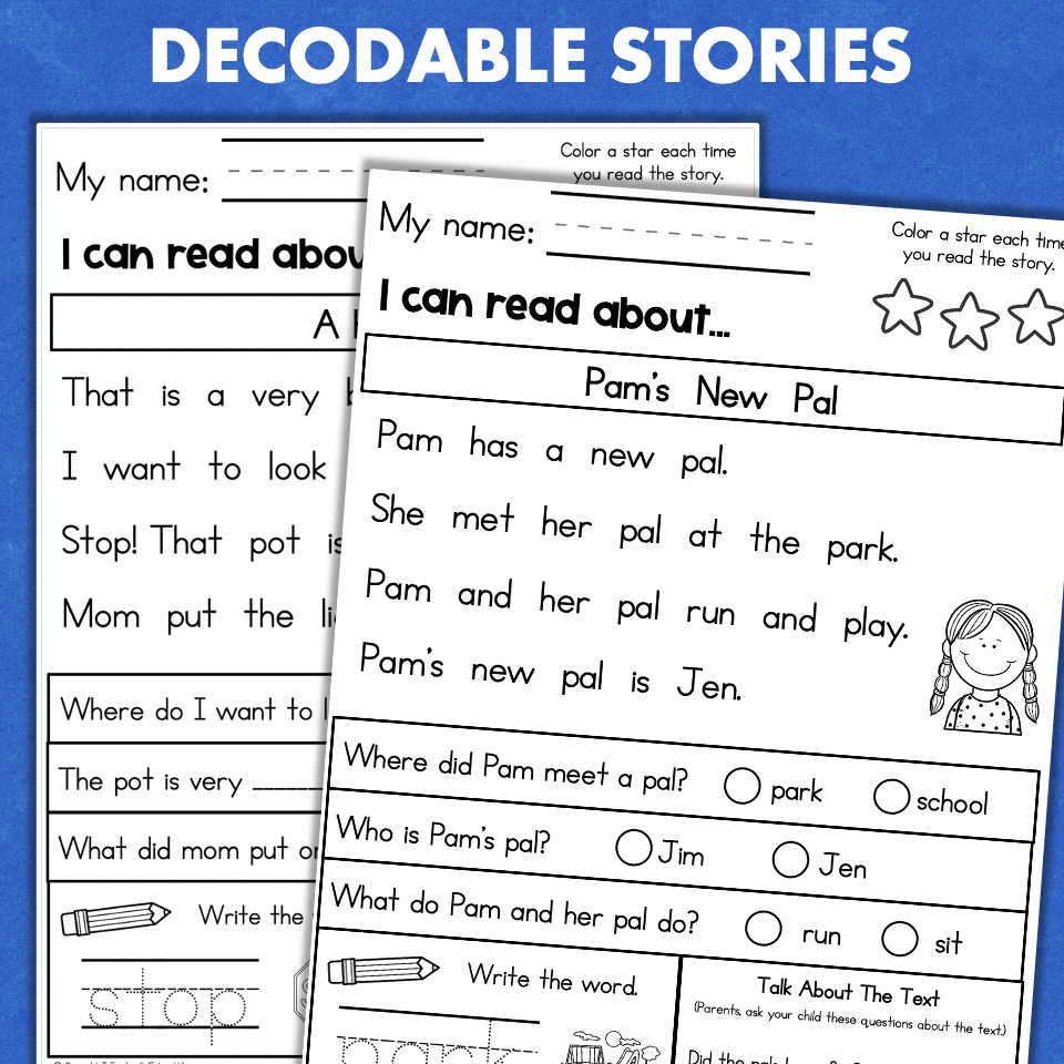 kindergarten reading comprehension worksheets