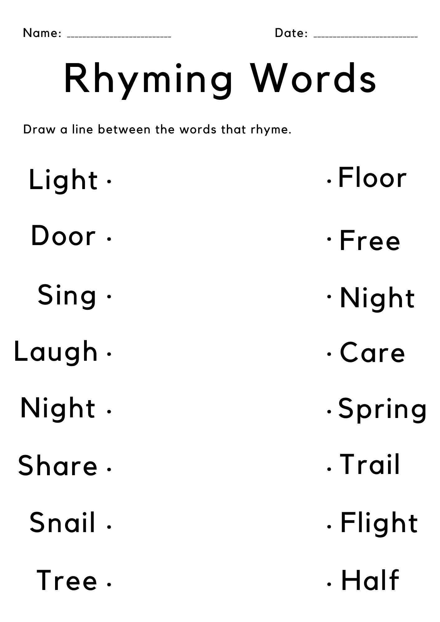 rhyming words worksheets pdf