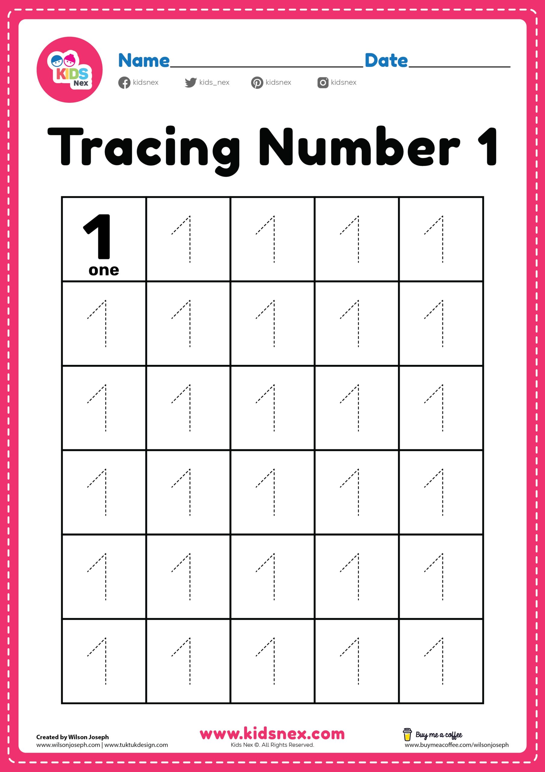 Kindergarten Tracing Number 1 Worksheet Free PDF Printable Kindergarten Tracing Number 1 Worksheet Free PDF Printable
