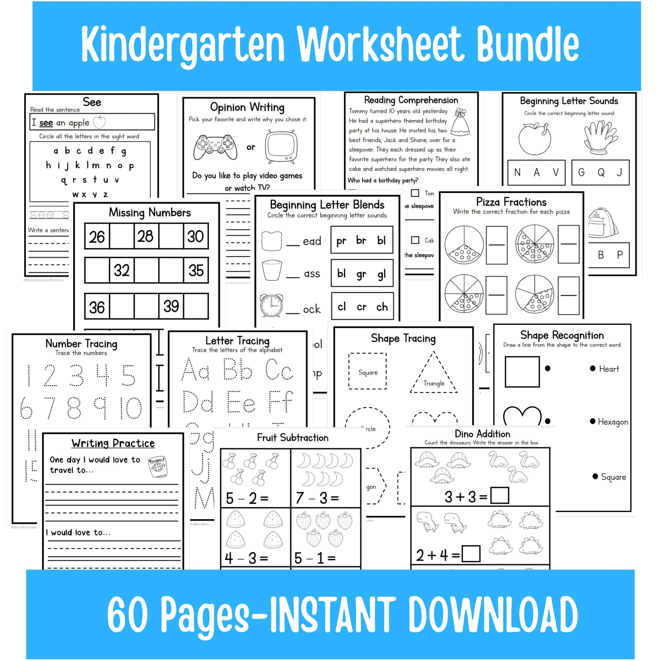homeschool worksheets for kindergarten