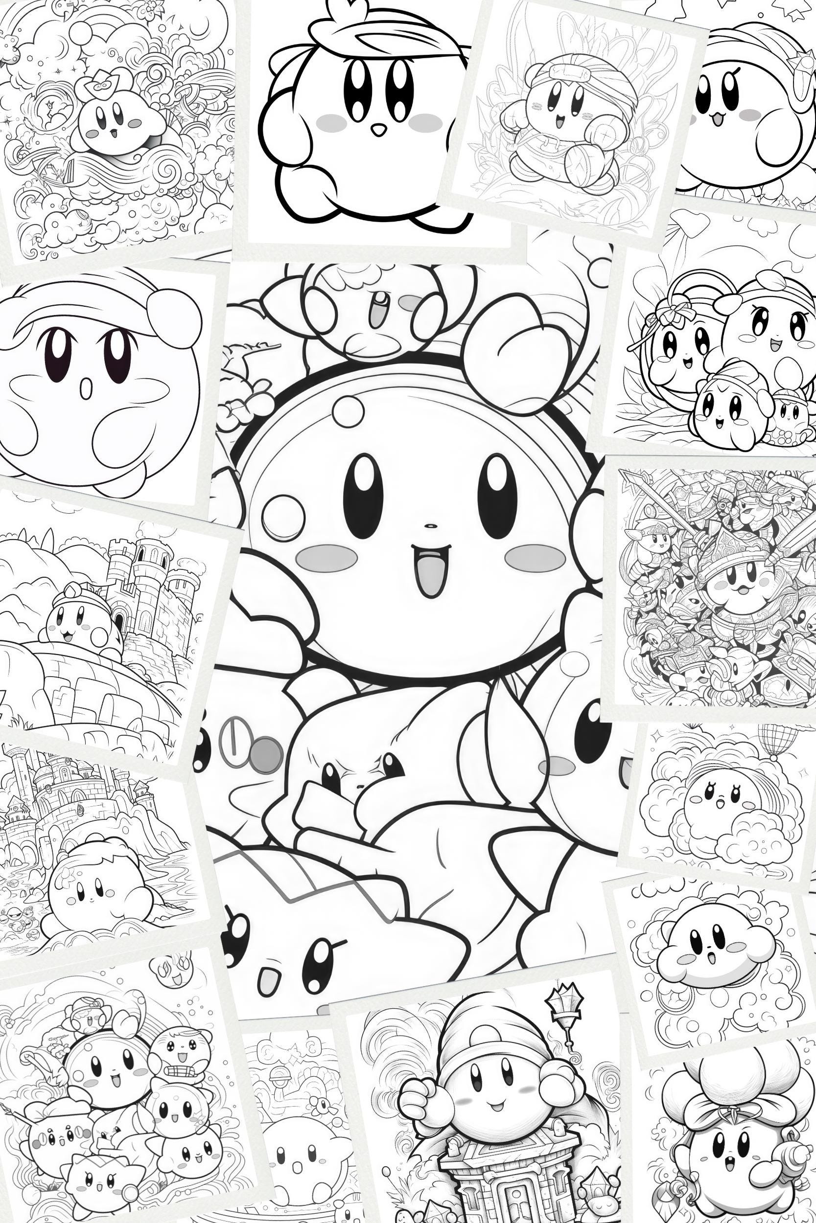 Kirby Coloring Pages Kawaii Kirby Coloring Pages Printable Digital Download Kirby Kawaii Coloring Pages Etsy
